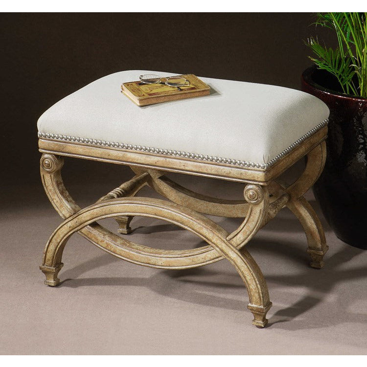 Uttermost Karline Linen Performance Fabric Seat Wood Small Bench - Image 2