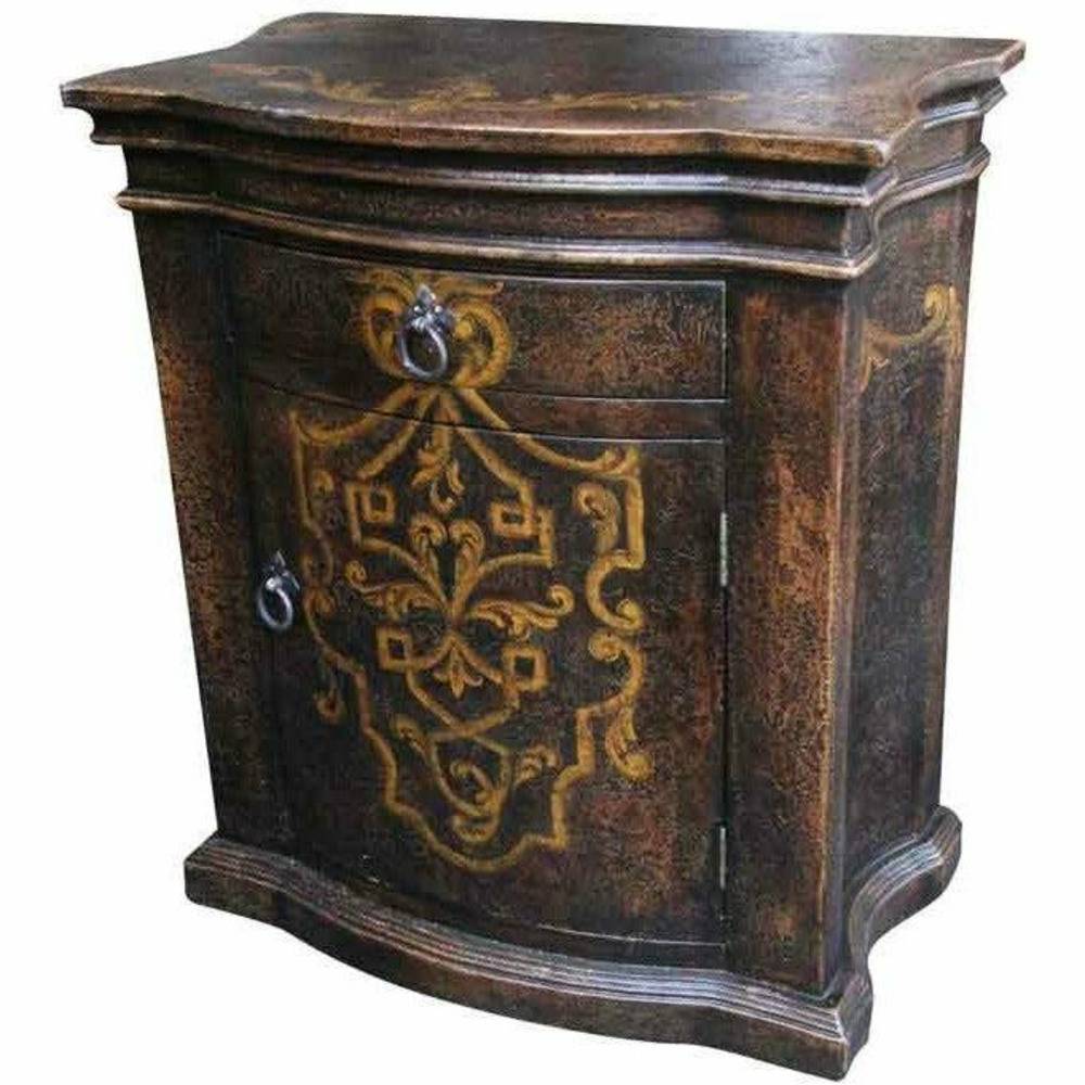 Casa Bonita Peruvian Hand-Painted Carved Wood Moray Nightstand - Image 1