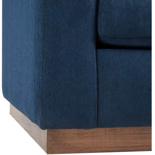 Surya Amherst Modern Square Arm Blue Sofa With Wood Base - Image 3
