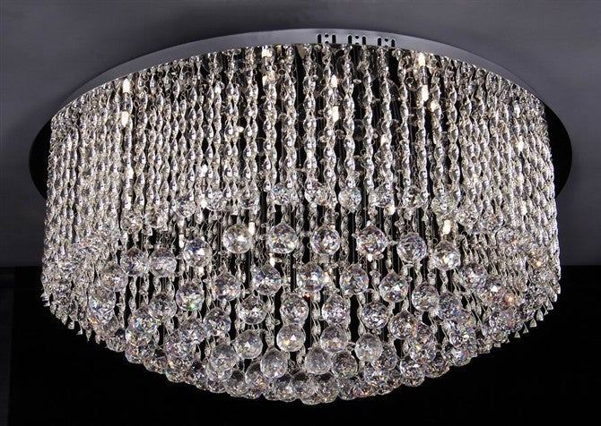 Polished chrome crystal flush mount dressed with 25% full lead crystal - Image 1
