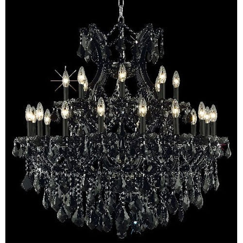 Black Twenty-Four Light Chandelier with Jet/Black Royal Cut Crystals - Image 1