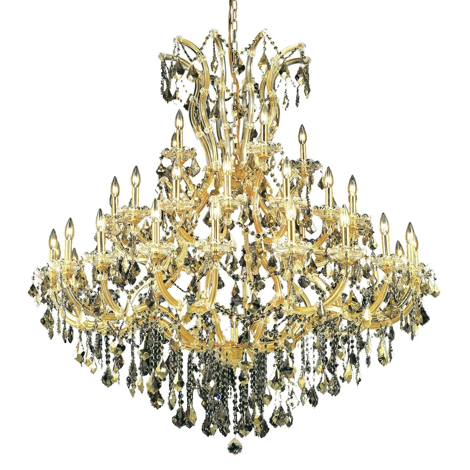 Maria Theresa Gold Forty-One Light 52-Inch Chandelier with Royal Cut Golden Teak Smoky Crystal - Image 1