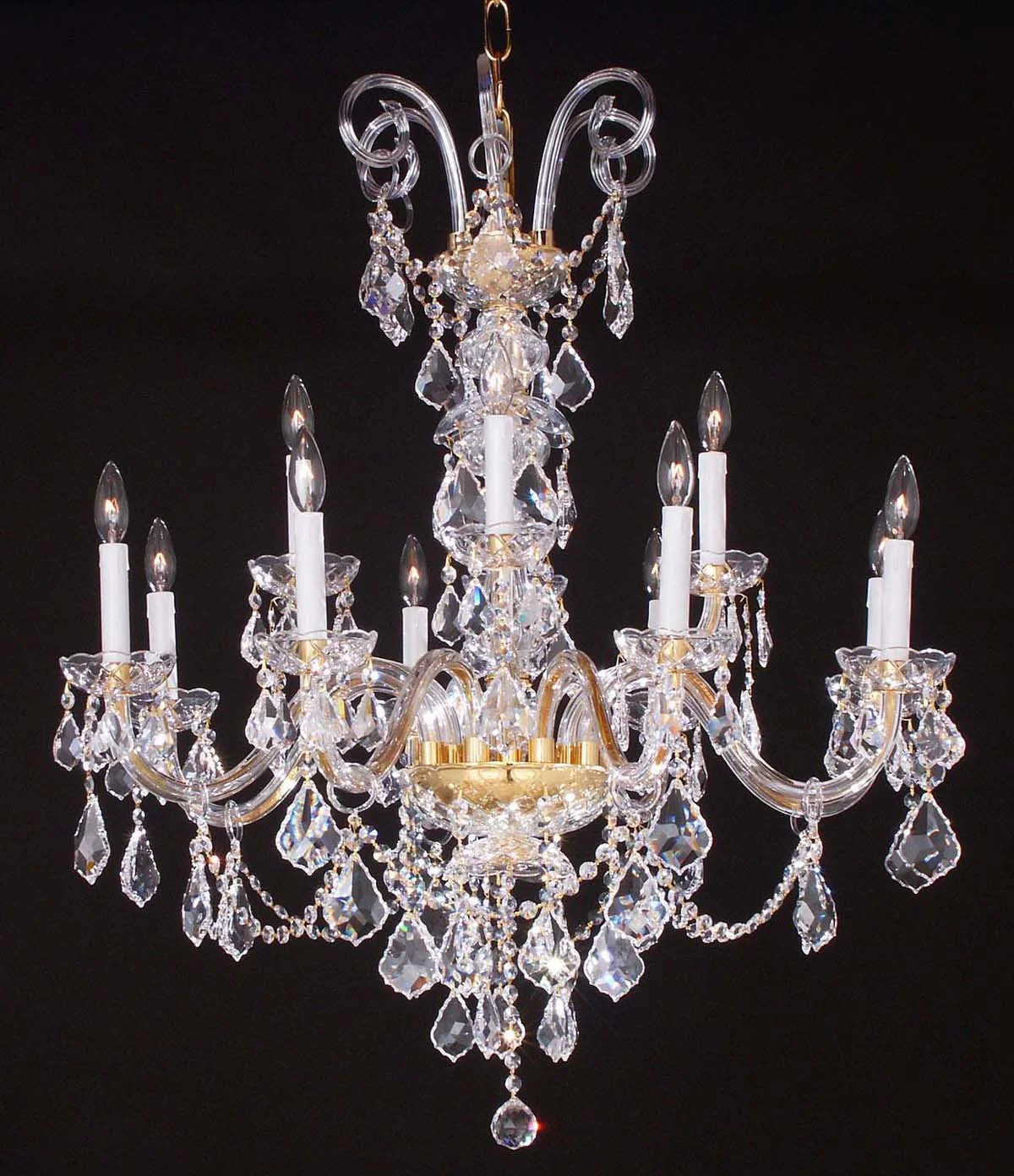 12 Lights Bohemian Crystal chandelier in gold plated finish - Image 1