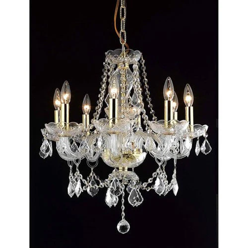 Gold Eight-Light 20-Inch Chandelier with Royal Cut Clear Crystal - Image 1