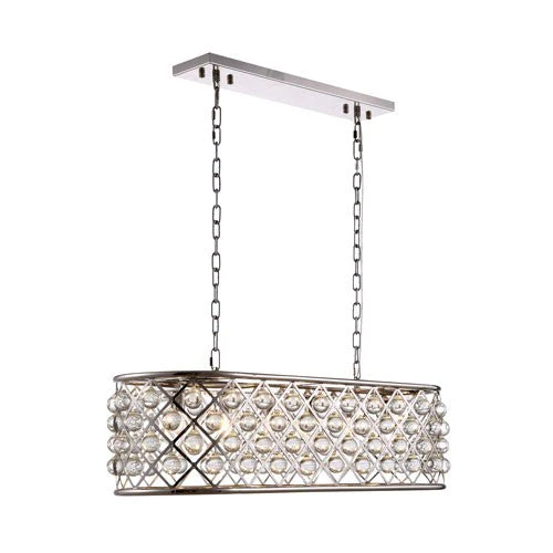 Madison Polished Nickel 10-Inch High Six-Light Pendant with Smooth Clear Crystals - Image 1