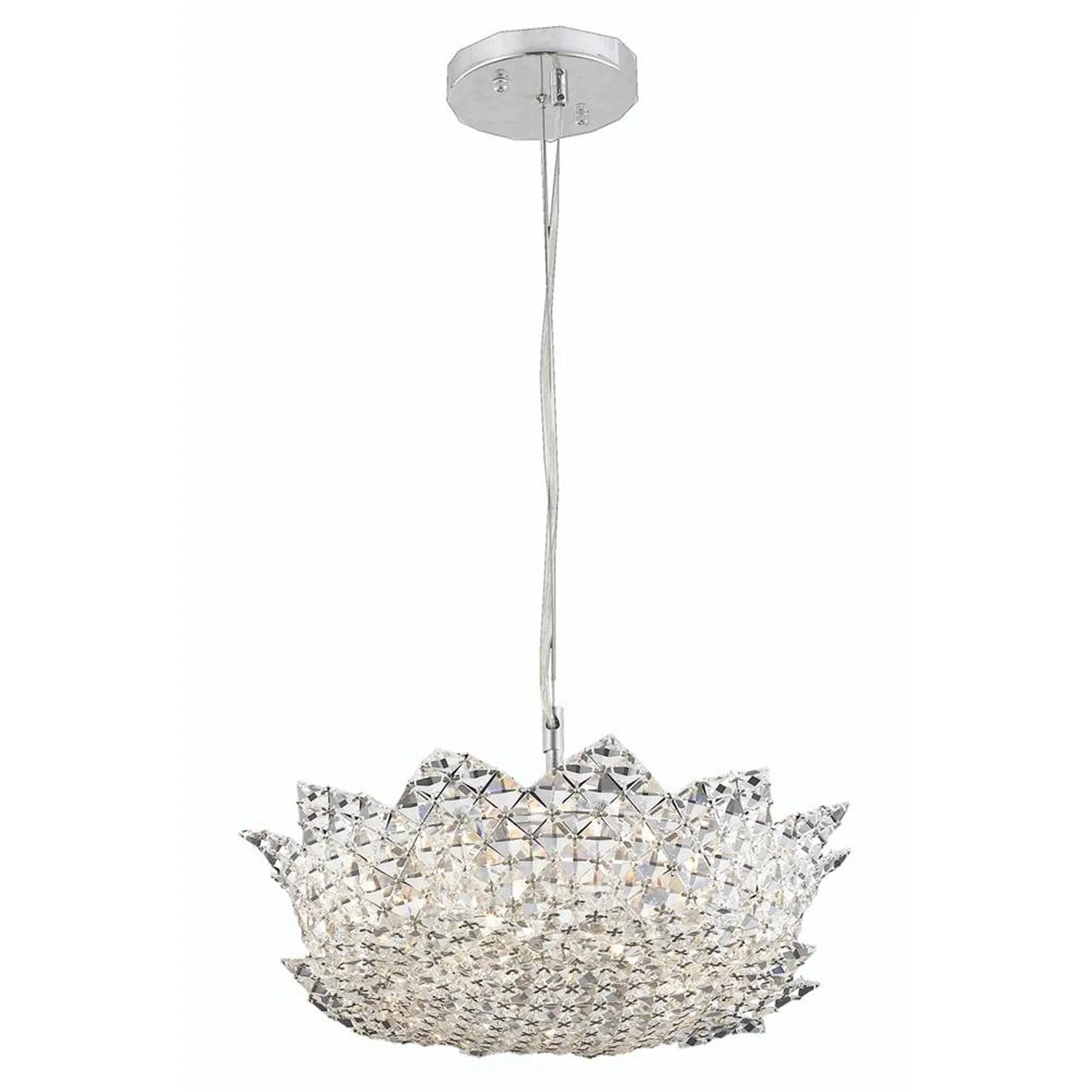 Lotus Chrome Six-Light Pendant with Elegant Cut Crystal - Image 1