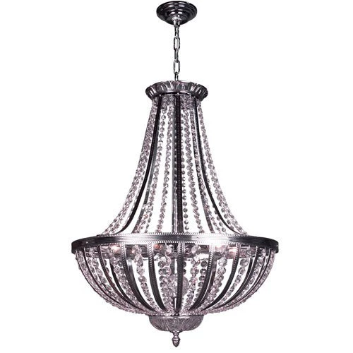 Terragona Chrome with Black Patina Six Light 24-Inch Pendant with Crystalique Plus Accents - Image 1
