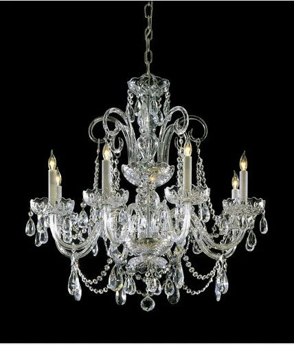 Eight-Light Clear Hand Cut Crystal Chandelier - Image 1