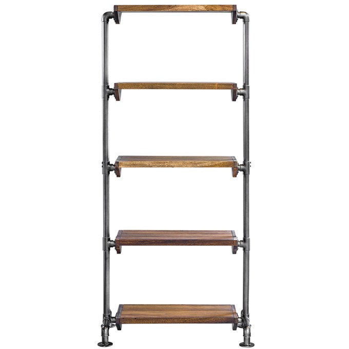 Uttermost Rhordyn Wood Industrial Pipe Rustic Modern Etagere Bookcase - Image 3