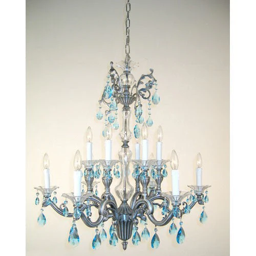 Millenium Silver Twelve-Light Chandelier with Sapphire Crystal Accents - Image 1