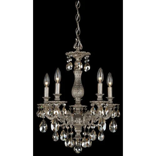 Pewter Five-Light Golden Shadow Swarovski Elements Chandelier, 16W x 21.5H x 16D - Image 1