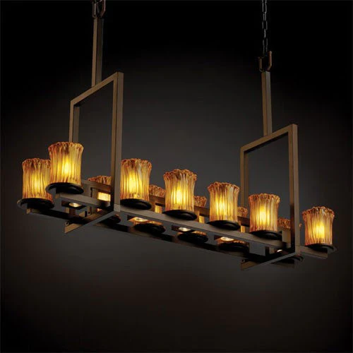 Group Veneto Luce Dakota 12-Up and Five-Downlight Dark Bronze Tall Bridge Chandelier - Image 1