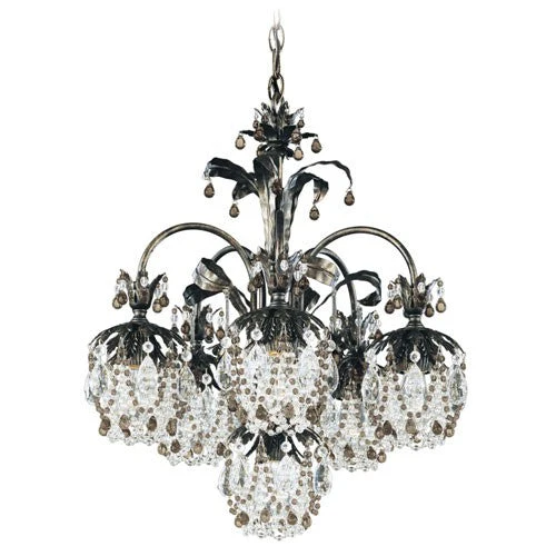 Six-Light Smoke Vintage Crystal Chandelier, 21W x 24H x 21D - Image 1