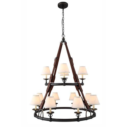 Cascade Bronze Twelve-Light Chandelier - Image 1