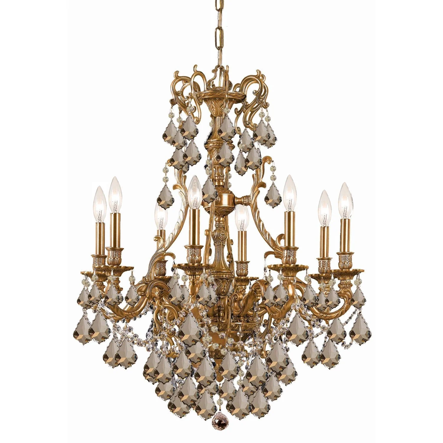 Yorkshire Aged Brass Golden Teak Crystal Eight-Light - Image 1