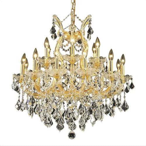 Gold Nineteen-Light 30-Inch Chandelier with Royal Cut Clear Crystal - Image 1
