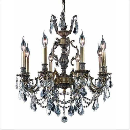 Bronze Eight-Light Chandelier with Clear Royal Cut Crystals - Image 1