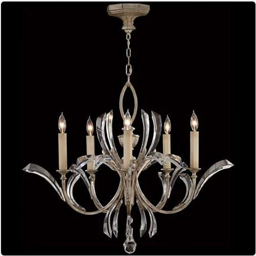 Five-Light Chandelier in Warm Muted Silver Leaf Finish - Image 1