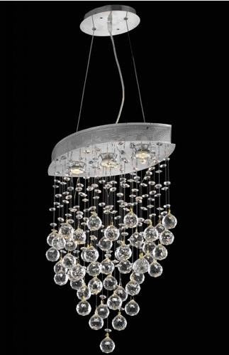 Chrome Three-Light Chandelier with Clear Royal Cut Crystals - Image 1