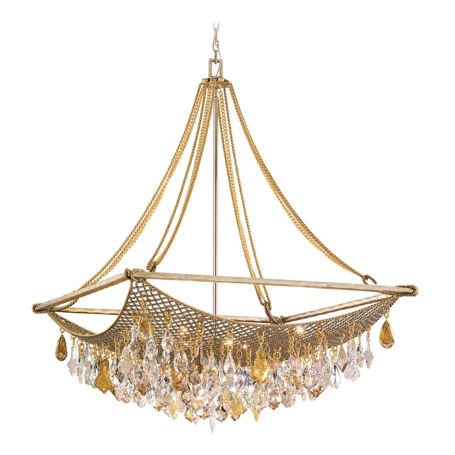 Silver And Gold Leaf Eight-Light Large Pendant - Image 1