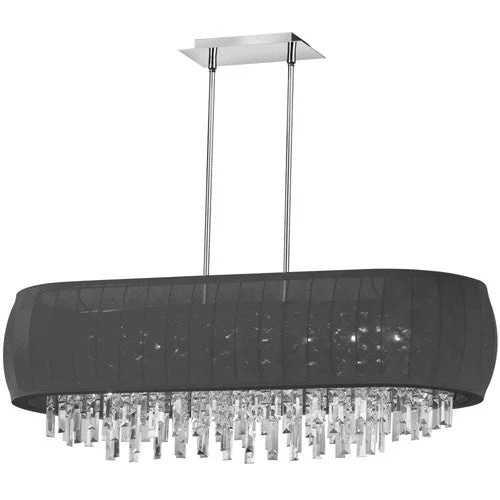 Eight Light Oval Crystal Pendant with Black Lycra Shade - Image 1