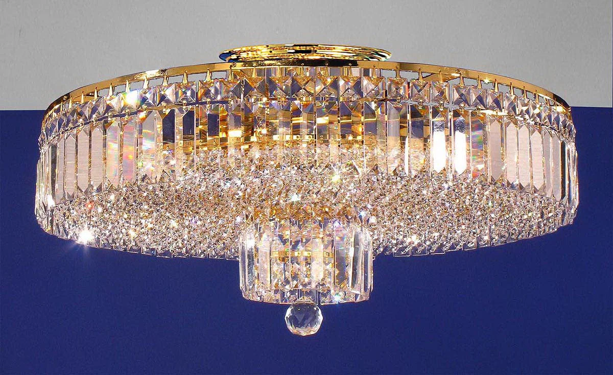 8 lights crystal flush mount in gold plated finish - Image 1