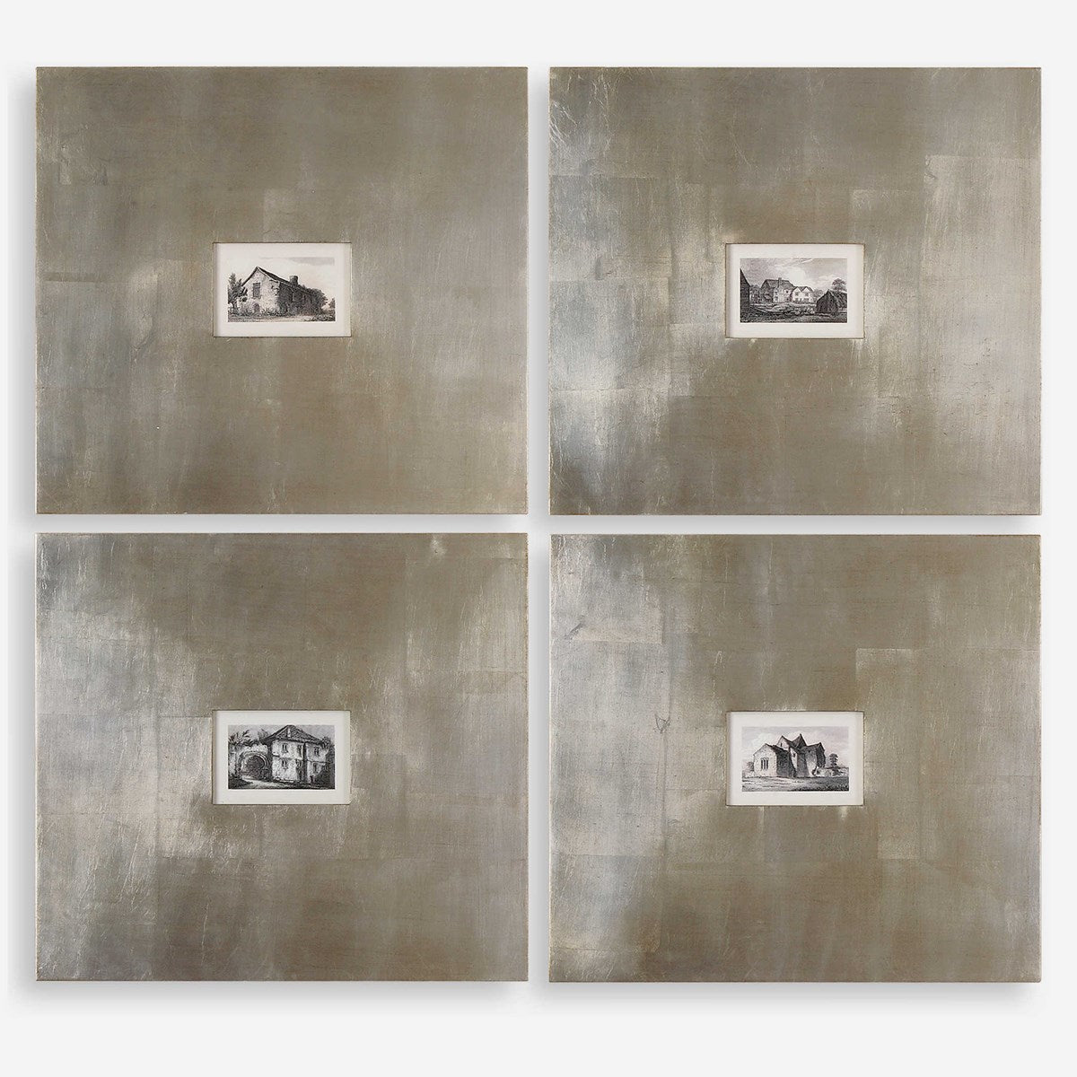 Uttermost Historical Buildings Black and White Set of 4 Framed Prints - Image 2