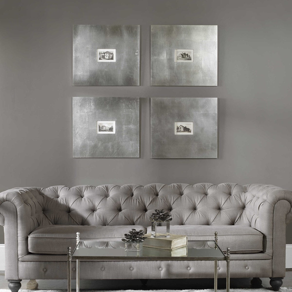 Uttermost Historical Buildings Black and White Set of 4 Framed Prints - Image 3