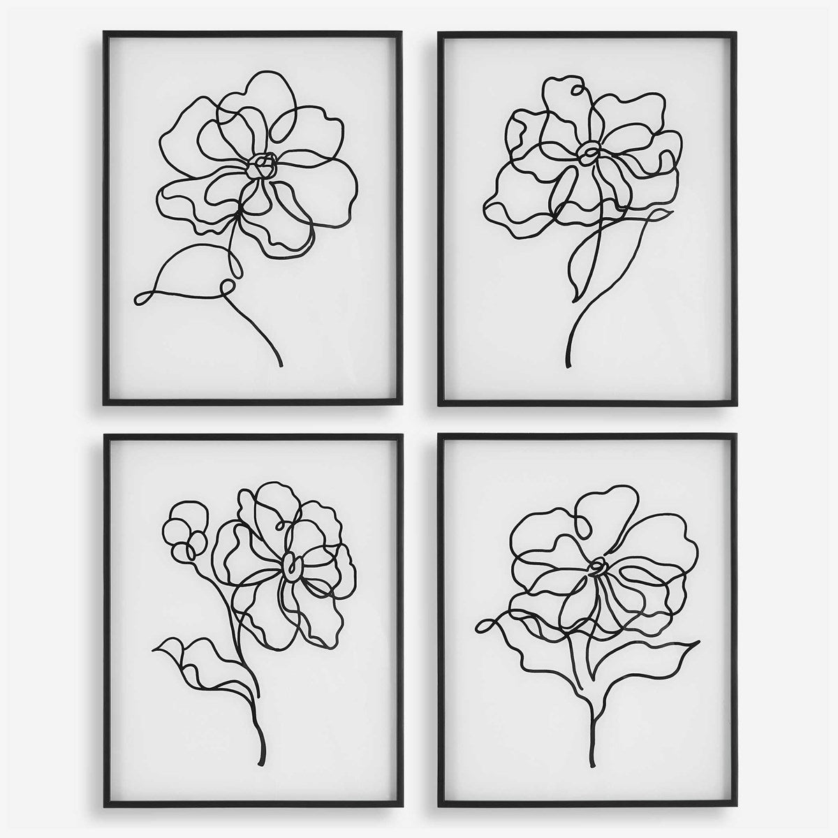 Uttermost Bloom Black and White Florals Set of 4 Framed Prints - Image 2