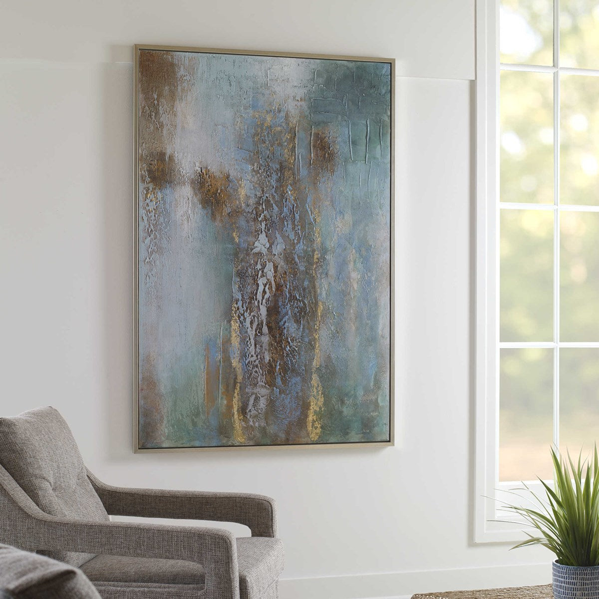 Uttermost Rendezvous Blue and Green Abstract Hand Painted Canvas - Image 2