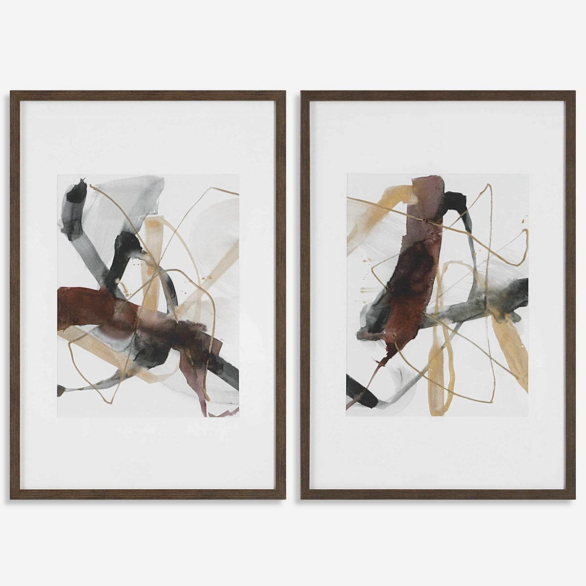 Uttermost Burgundy Interjection Set of 2 Framed Prints - Image 2