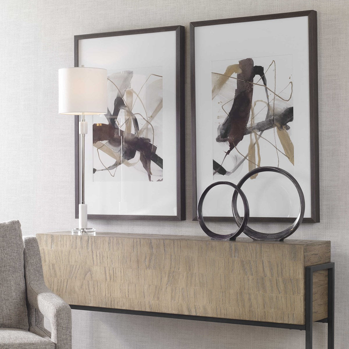 Uttermost Burgundy Interjection Set of 2 Framed Prints - Image 3