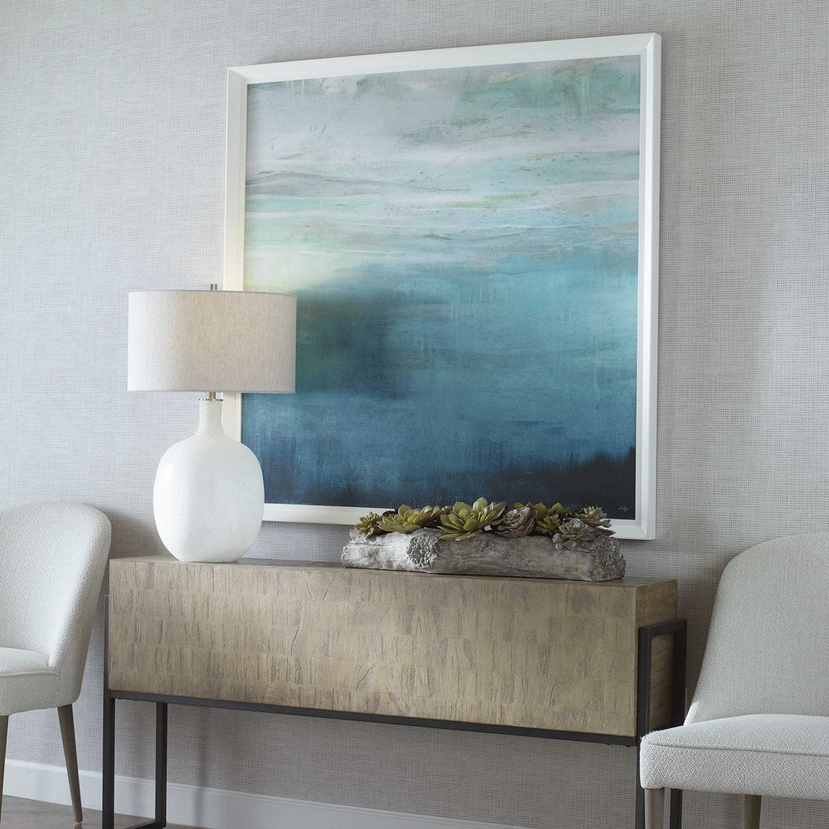 Uttermost Cancun Teal Waters White Framed Print - Image 3