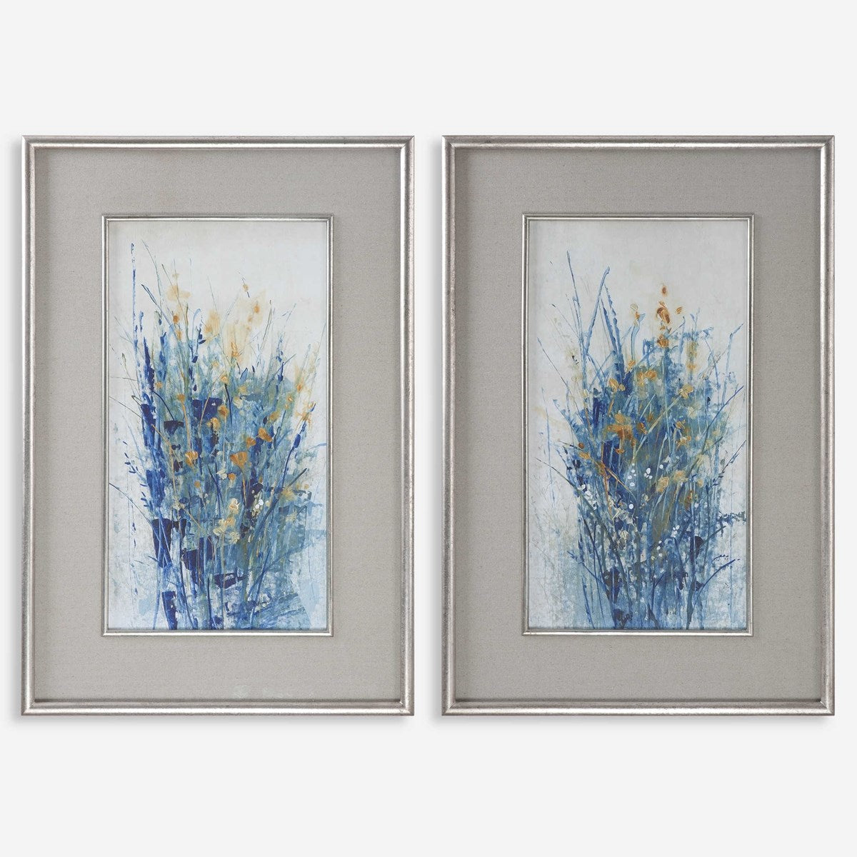 Uttermost Indigo Florals Set of 2 Framed Prints - Image 1