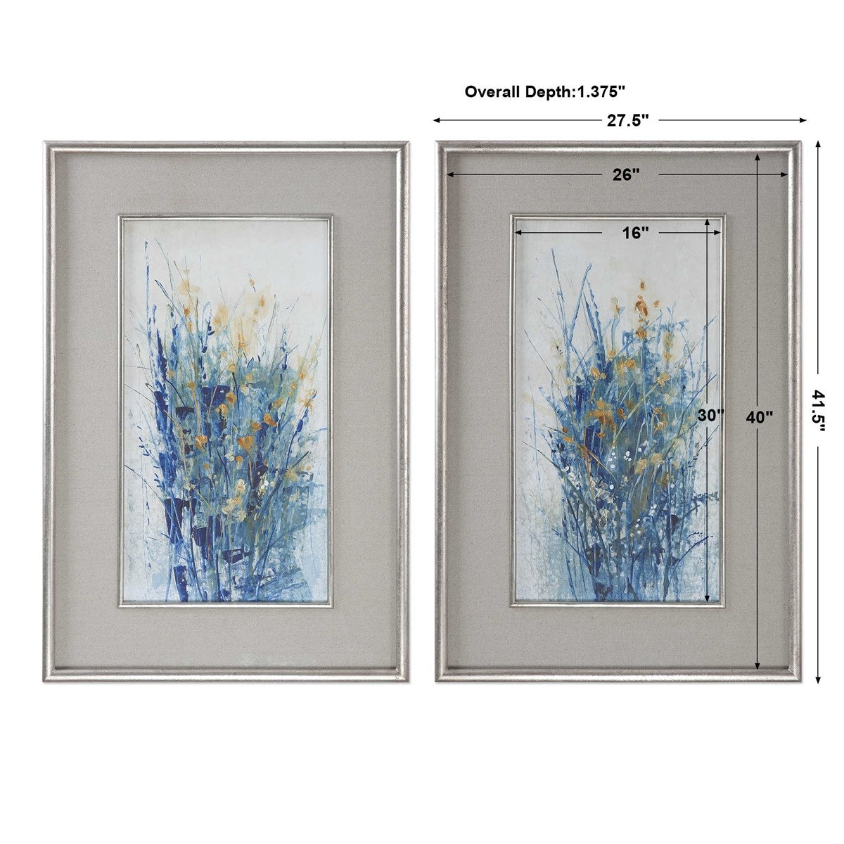 Uttermost Indigo Florals Set of 2 Framed Prints - Image 3