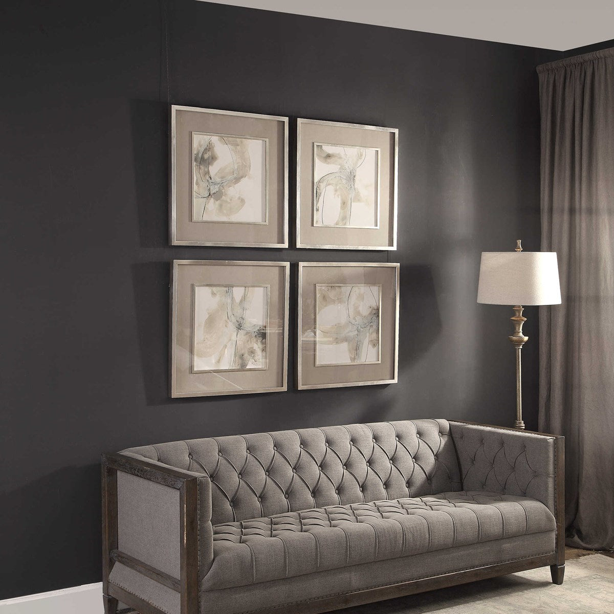 Uttermost Divination Warm Gray and Charcoal Contemporary Set of 4 Framed Prints - Image 3