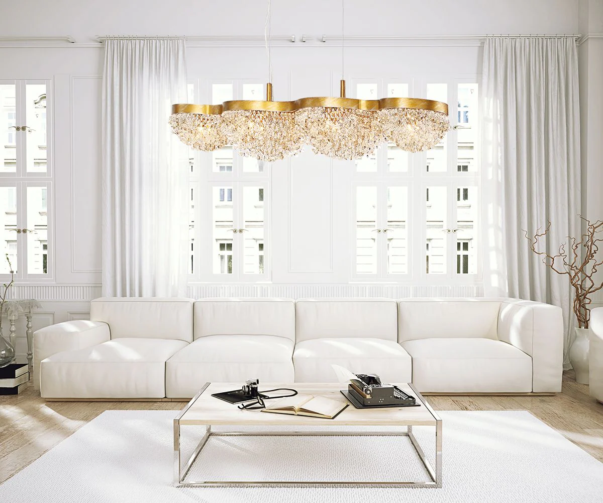 Mondo 59" Wide Antique Gold Crystal 15-Light Chandelier - Image 1