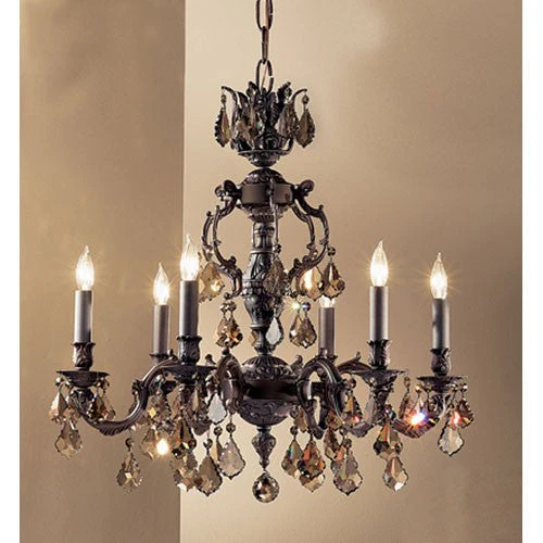 Bronze Six-Light Chandelier with Strass Golden Teak Crystal Accents - Image 1