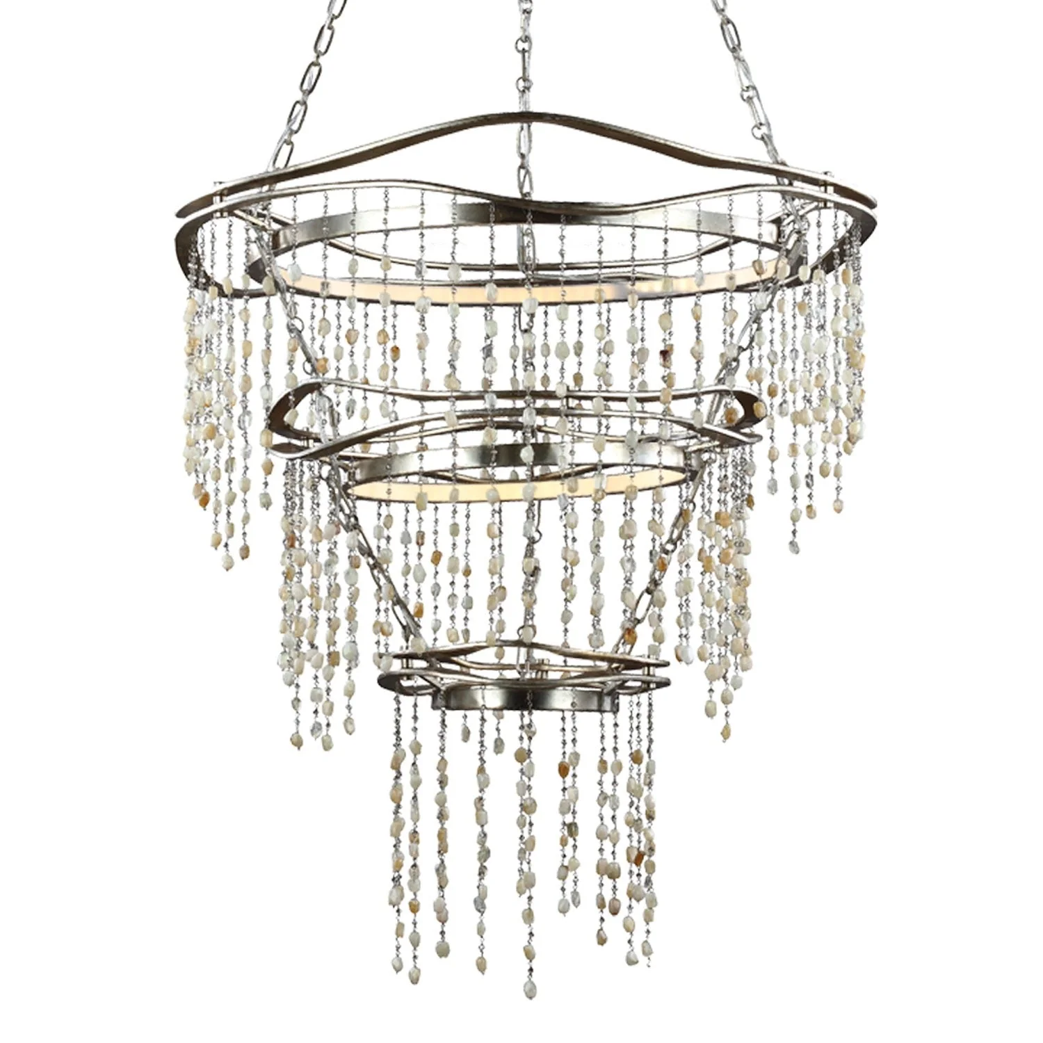 Silver Leaf Antique Three-Light LED Chandelier - Image 1