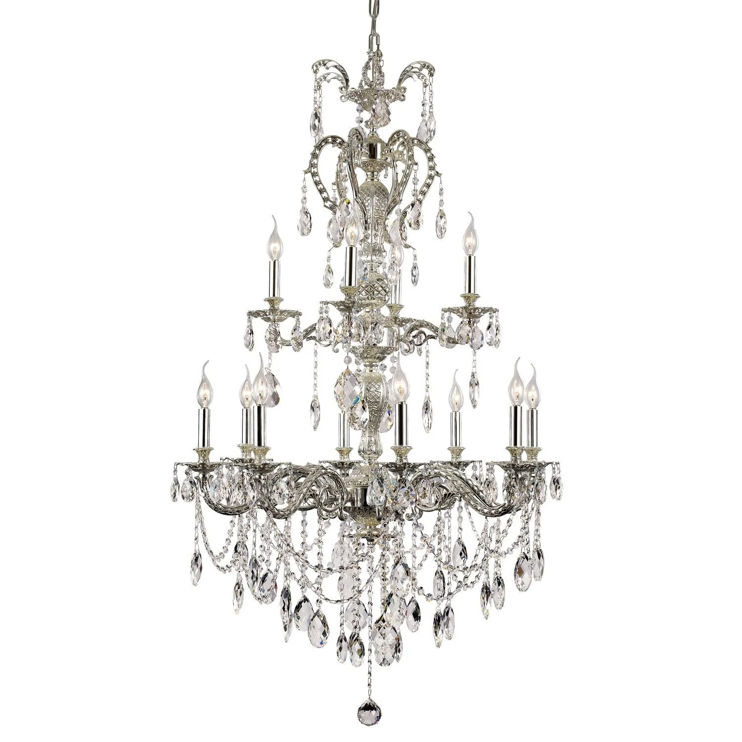 Nickel 12 Light 50-Inch Chandelier - Image 1