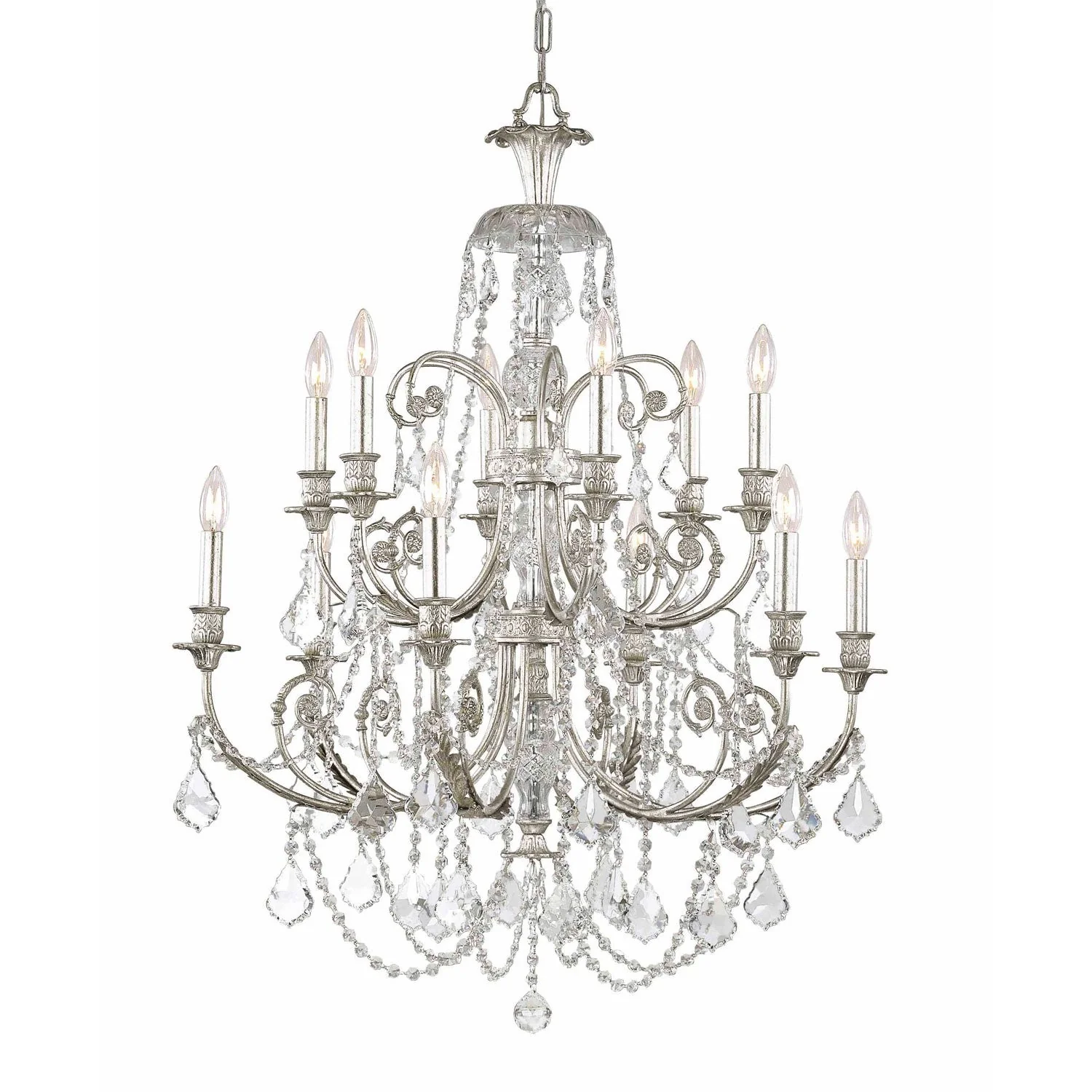 Group Regis Olde Silver Twelve-Light Chandelier with Swarovski Spectra Crystal - Image 1