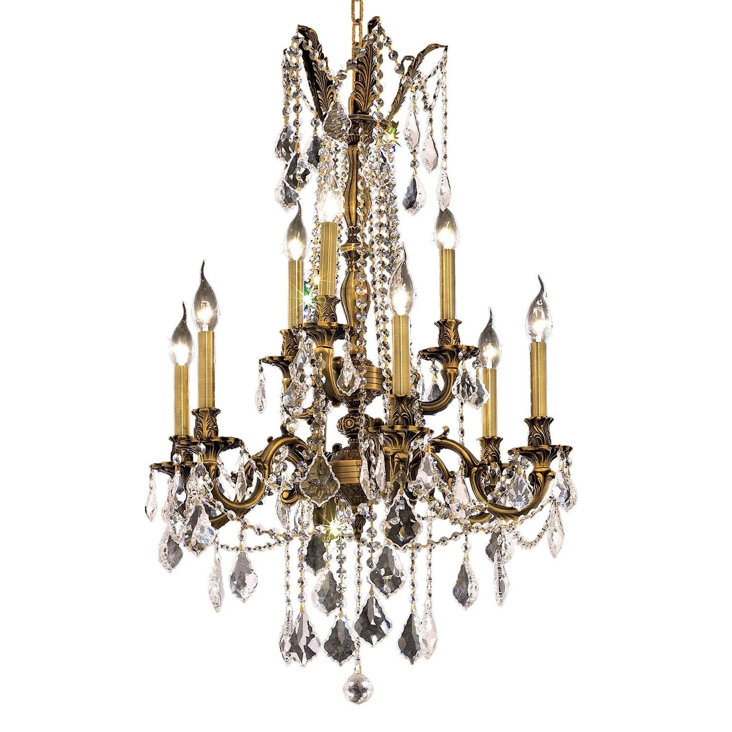 Rosalia Antique Bronze Nine-Light 23-Inch Chandelier with Royal Cut Clear Crystal - Image 1