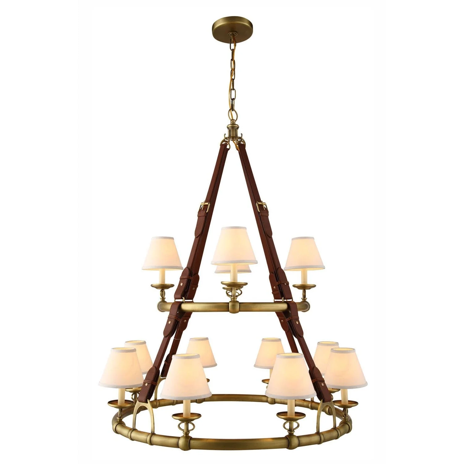 Cascade Burnished Brass Twelve-Light Chandelier - Image 1