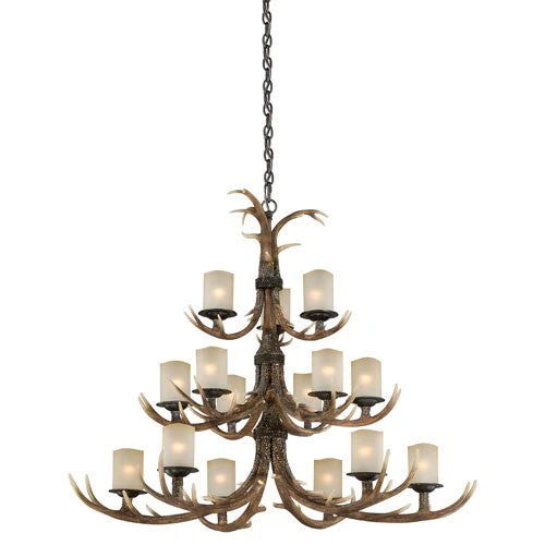 Yoho Black Walnut 15-Light Chandelier with Creme Cognac Glass - Image 1