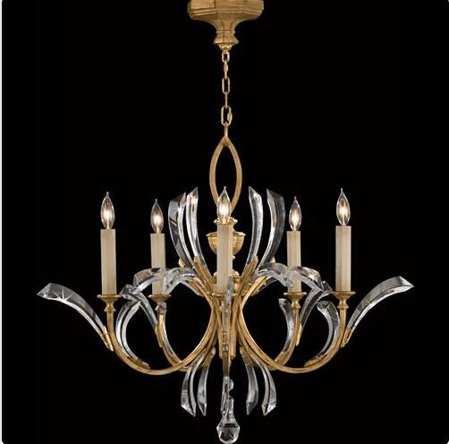 Five-Light Chandelier in Muted Gold Leaf Finish - Image 1