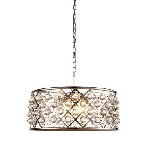 Madison Polished Nickel Six-Light Pendant with Smooth Clear Crystals - Image 1