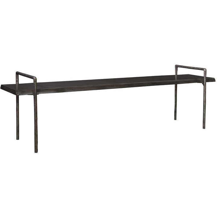Uttermost  Chandos Dark Gray Wood Modern Lodge Tarnished Silver Iron Bench - Image 3
