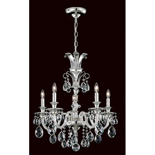 Silver Five-Light Chandelier with Clear Heritage Crystal - Image 1