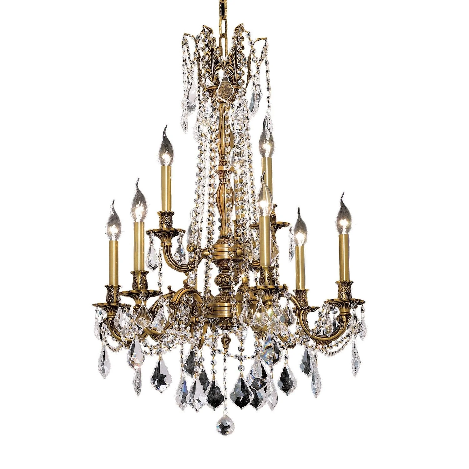 Rosalia French Gold Nine-Light 23-Inch Chandelier with Royal Cut Clear Crystal - Image 1