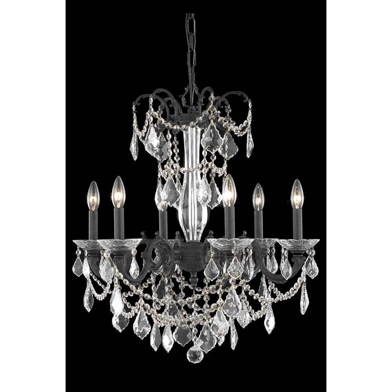 Athena Dark Bronze Six-Light Chandelier with Royal Cut Crystal - Image 1